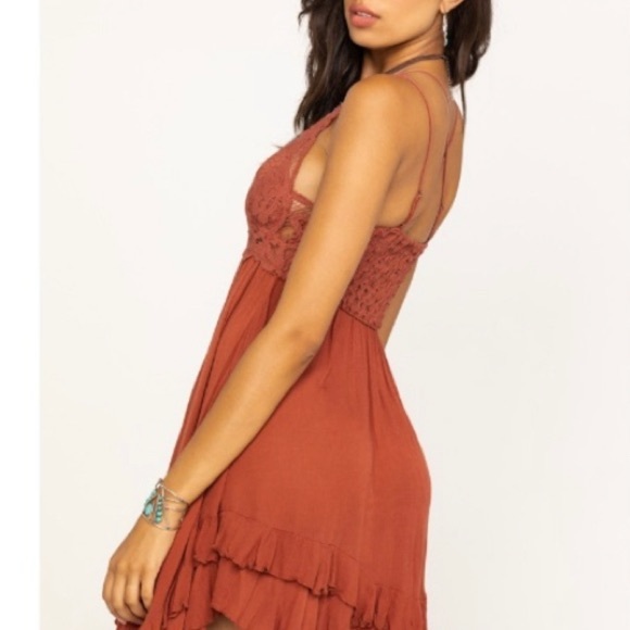 NWT Free People Adella Lace Slip Dress Coral Rose SMALL - Picture 3 of 4